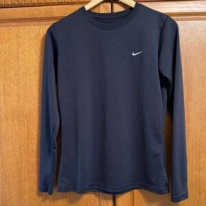 Nike Black Long Sleeve Dri-FIT Top with White Swoosh
